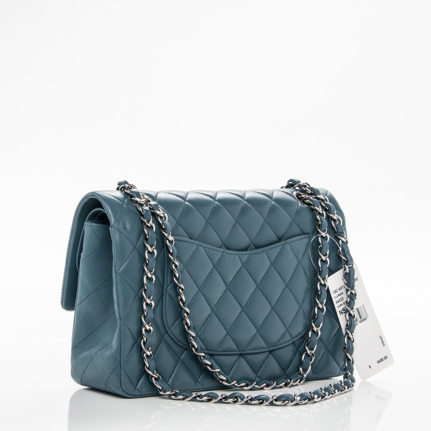 Lambskin Quilted Medium Double Flap Blue