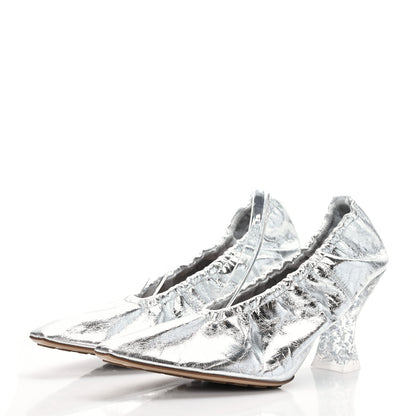 Bottega Veneta Metallic Crushed Nappa Glitter Plexiglass Almond Pumps 39.5 Silver 3 of 7