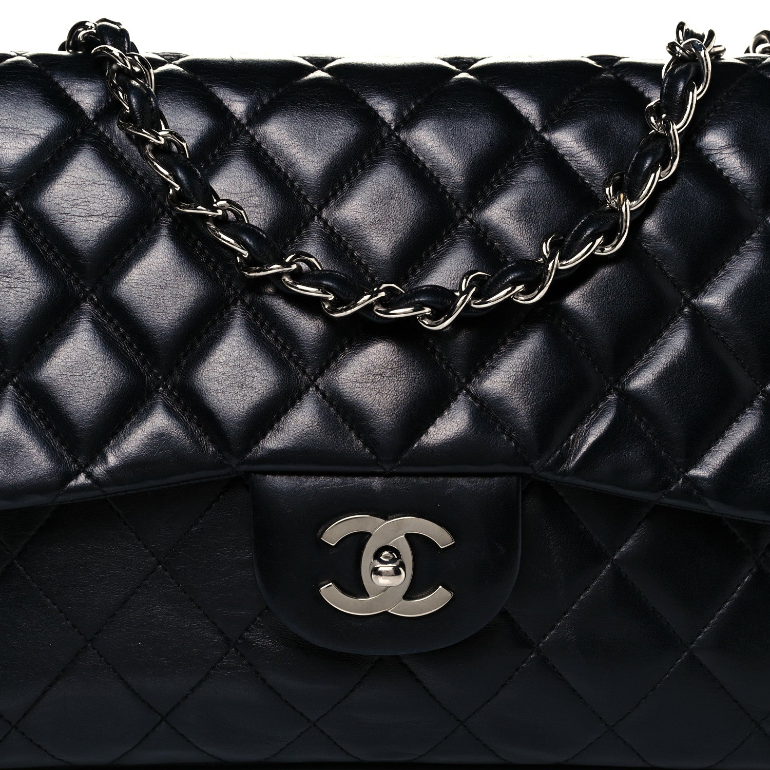 Chanel Lambskin Quilted Jumbo Single Flap Black 8 of 10