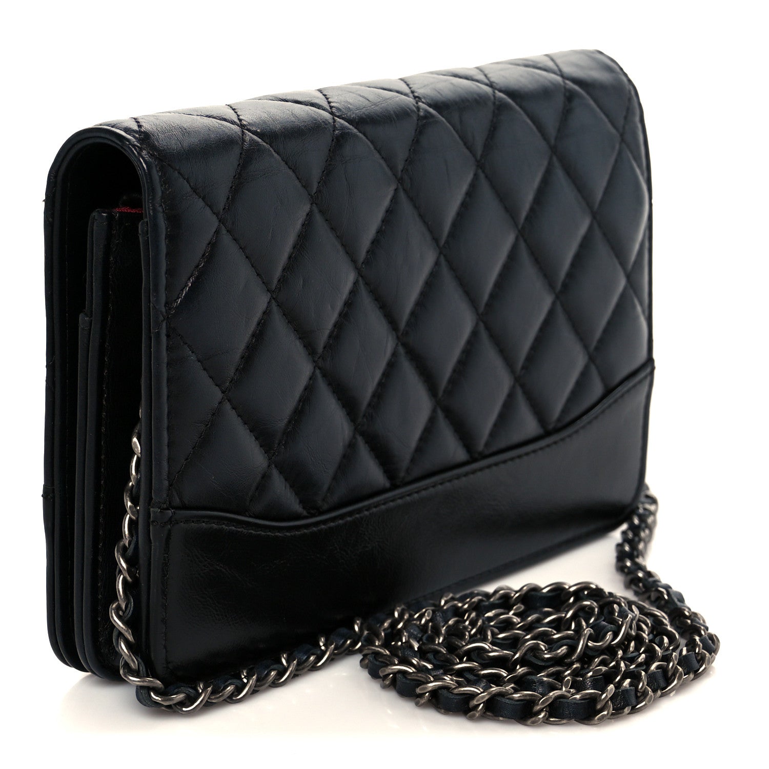 Chanel Aged Calfskin Quilted Gabrielle Wallet On Chain WOC Black 3 of 11
