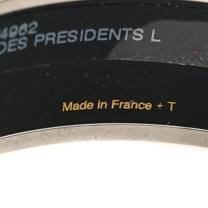 Hermes Enamel Printed Harnais des Presidents Wide Bracelet 62 Bleu 5 of 5