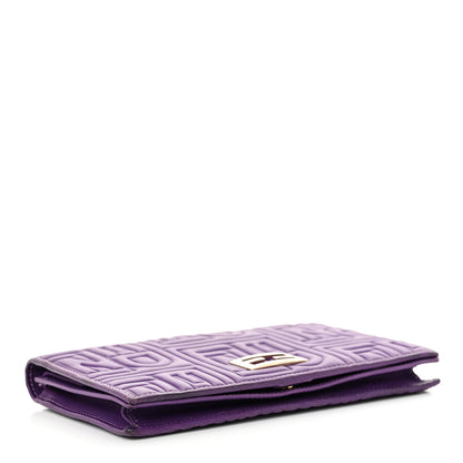 Fendi Nappa Logo Embossed Long Wallet On Chain Purple 4 of 15