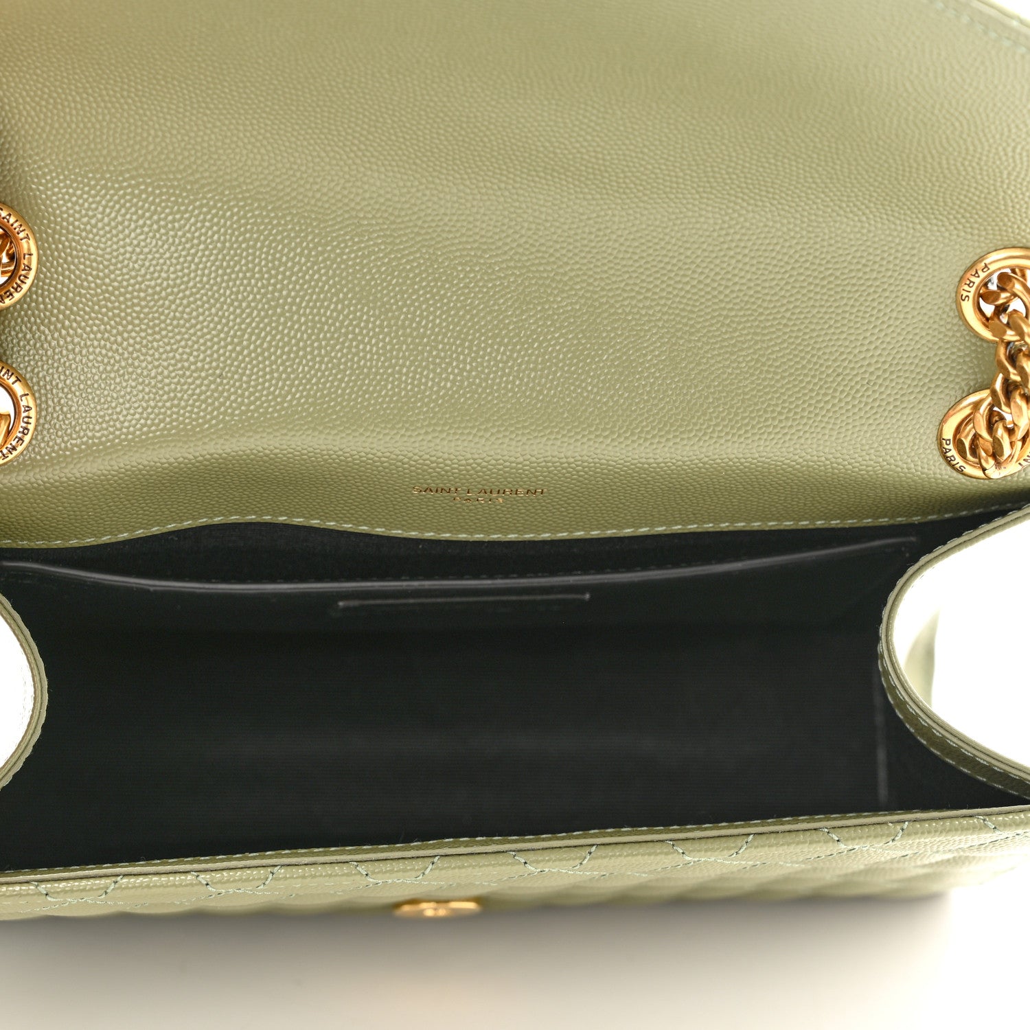 Saint Laurent Grain De Poudre Textured Mixed Matelasse Triquilt Medium Monogram Satchel Light Sage 5 of 10