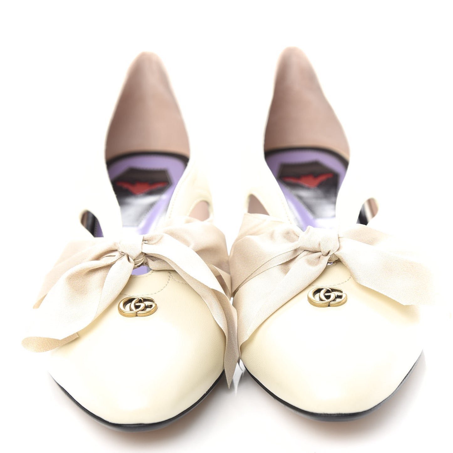 Malaga Kid Bow Berith Low Heel Pumps 38 Vintage White