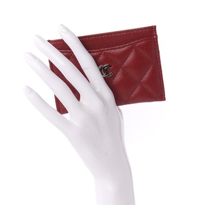 Chanel Caviar Quilted Card Holder Dark Red 2 of 10