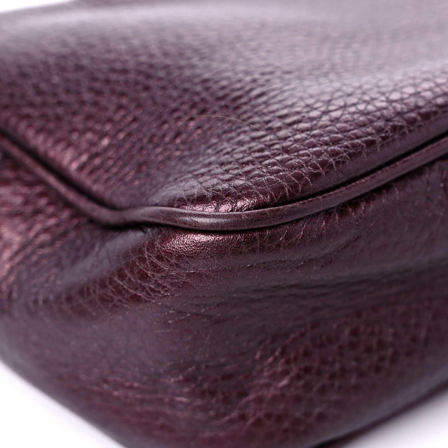 Metallic Pebbled Calfskin Small Soho Disco Bag Burgundy