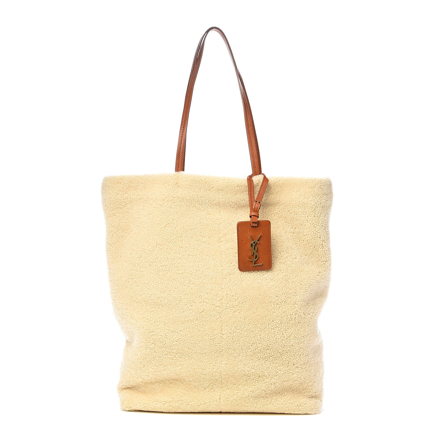 Saint Laurent Shearling East West Tote Natural 1 of 12