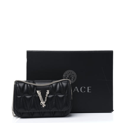Versace Nappa Quilted Virtus Evening Bag Black 14 of 14