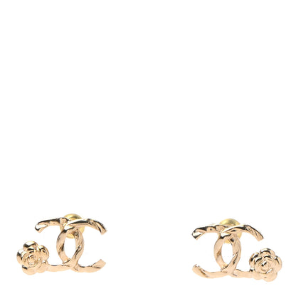 Chanel Metal Camellia CC Earrings Gold 1 of 6