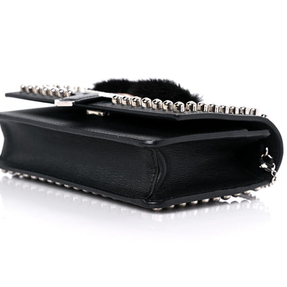 Fendi Vitello Elite Mink Fur Studded Karlito Tube Wallet on Chain Black 9 of 11