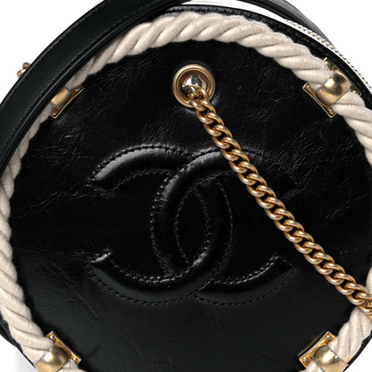 Chanel Crumpled Calfskin Cotton Small En Vogue Round Bag Black 8 of 10
