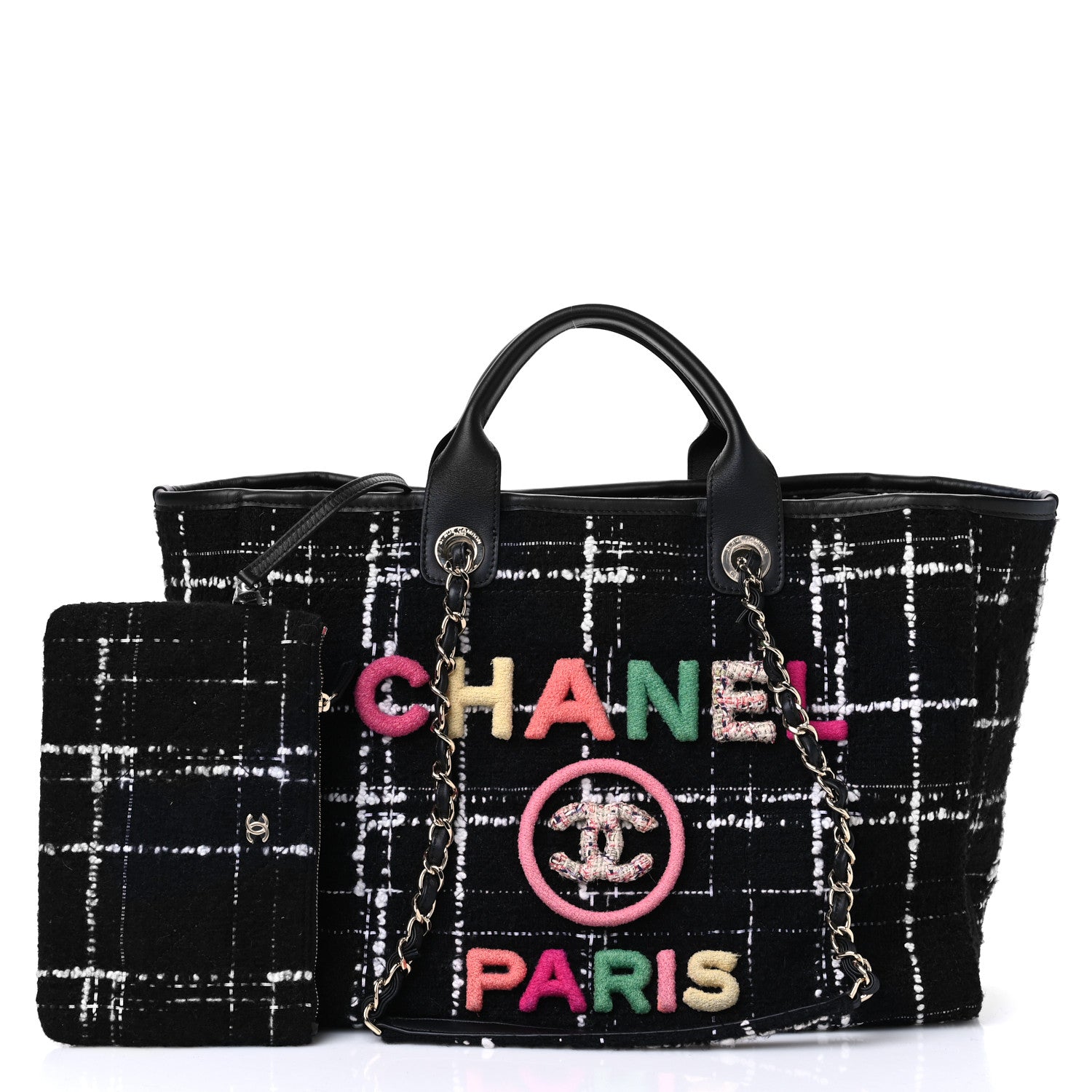 Chanel Tweed Medium Deauville Tote Black White Multicolor 3 of 11