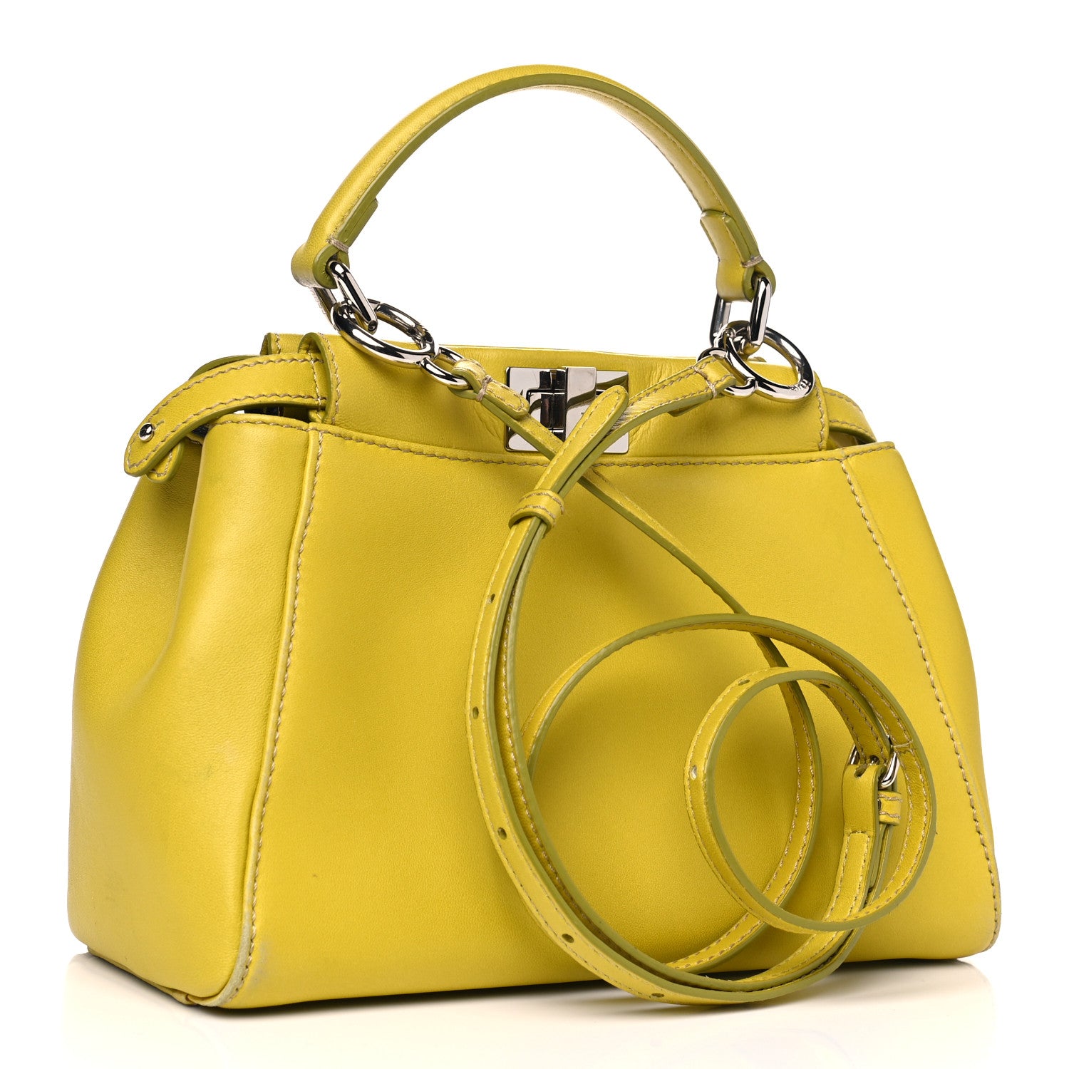 Fendi Nappa Mini Peekaboo Iconic Satchel Lime 2 of 10