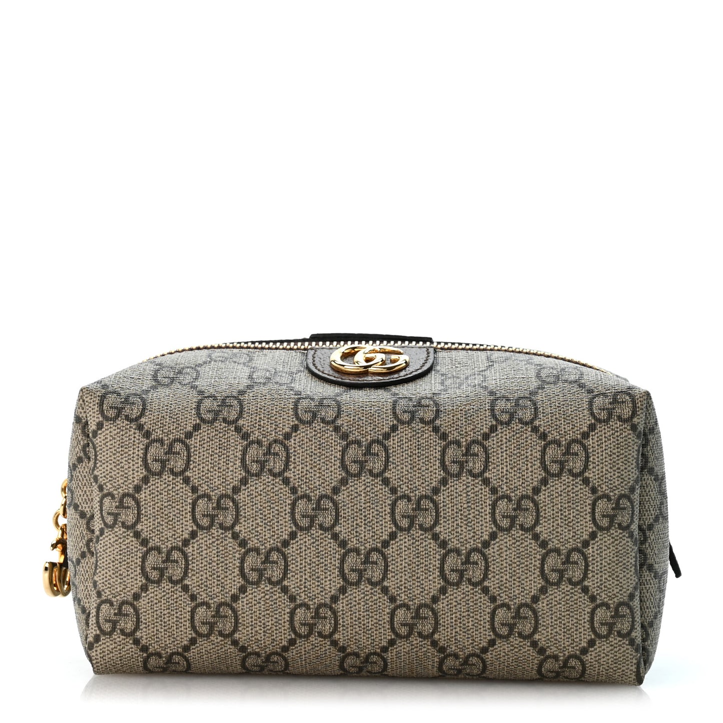 Soft GG Supreme Monogram Calfskin Small Ophidia Cosmetic Case Beige Ebony New Acero