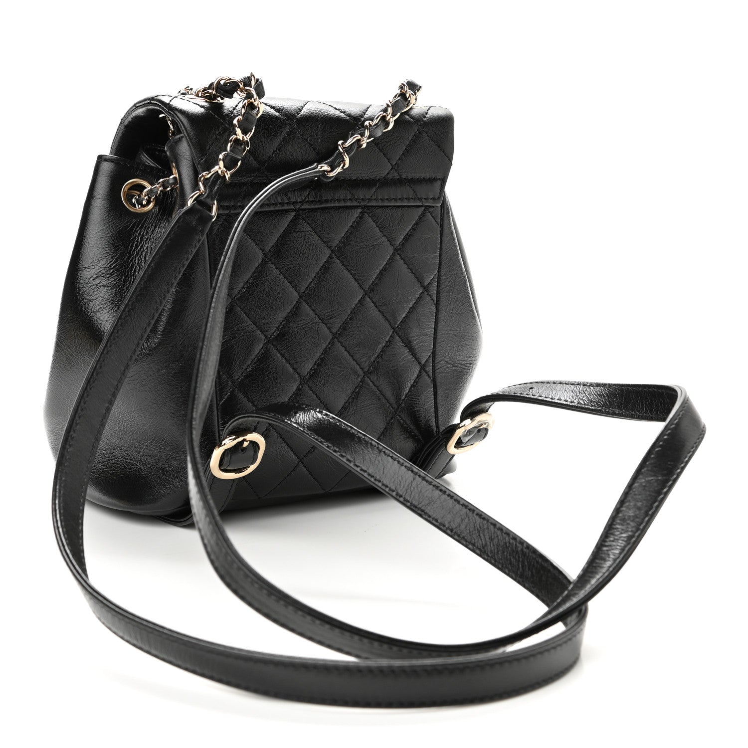 Chanel Glazed Aged Calfskin Quilted Small Duma Drawstring Backpack Black 3 of 10