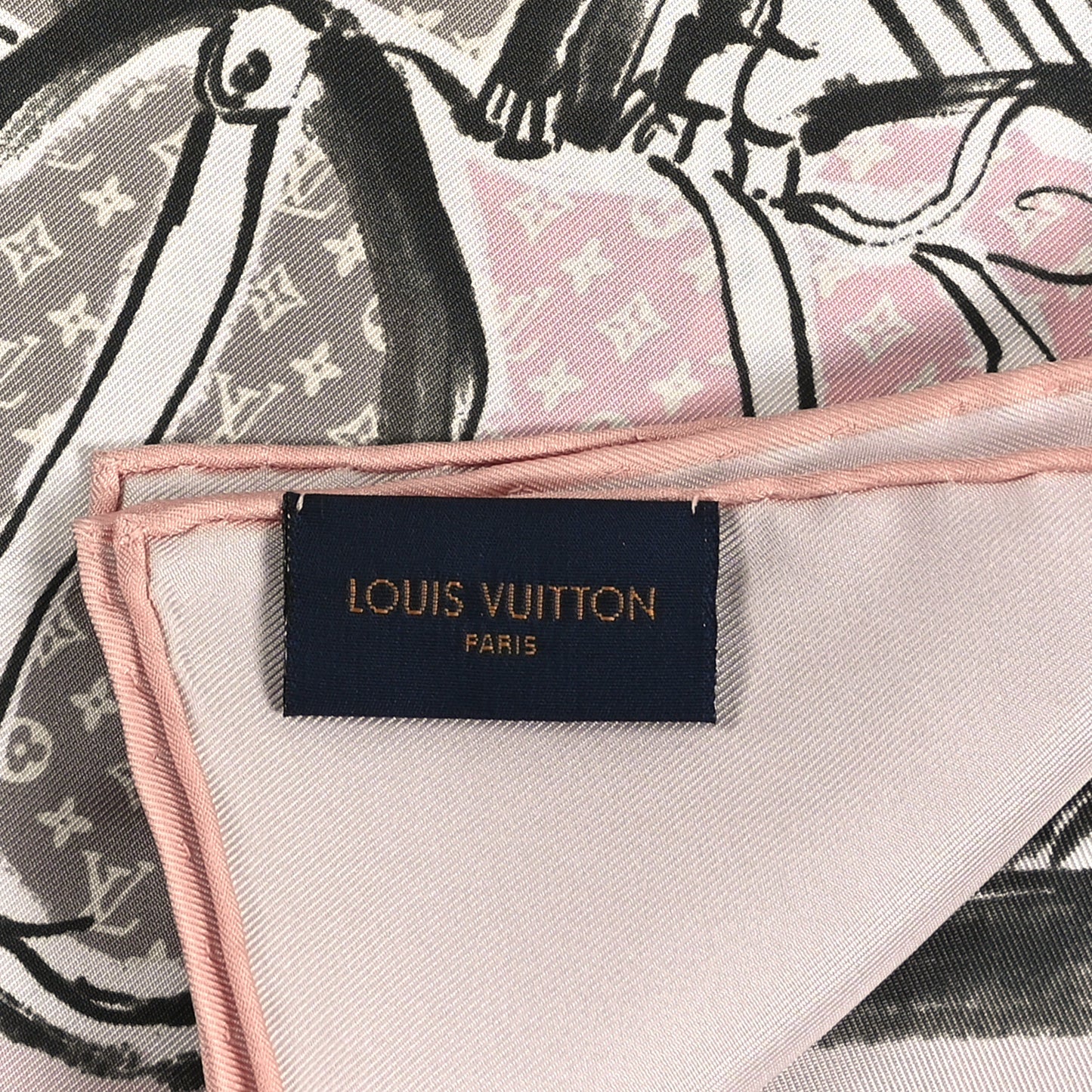 Silk Monogram Trunks Square Scarf Rose Poudre
