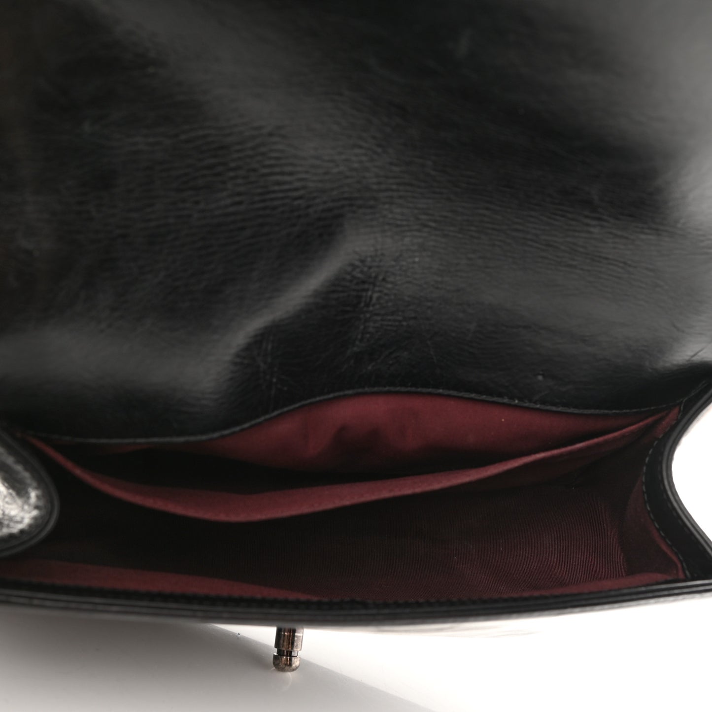 Glazed Calfskin Quilted Medium Boy Chained Flap Black