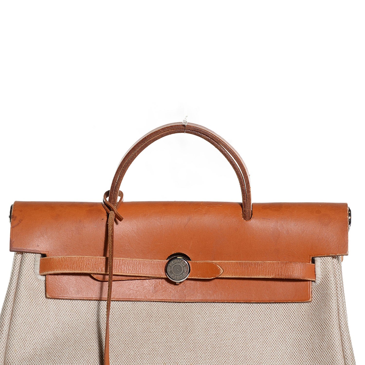 Hermes Toile Vache Calfskin Herbag 30 PM Backpack Natural 12 of 15