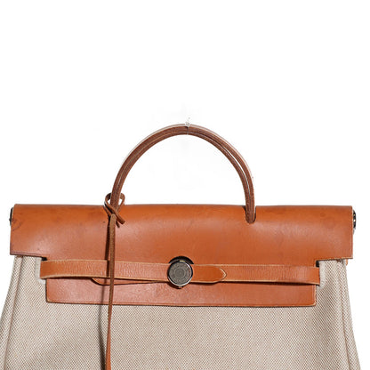Hermes Toile Vache Calfskin Herbag 30 PM Backpack Natural 12 of 15