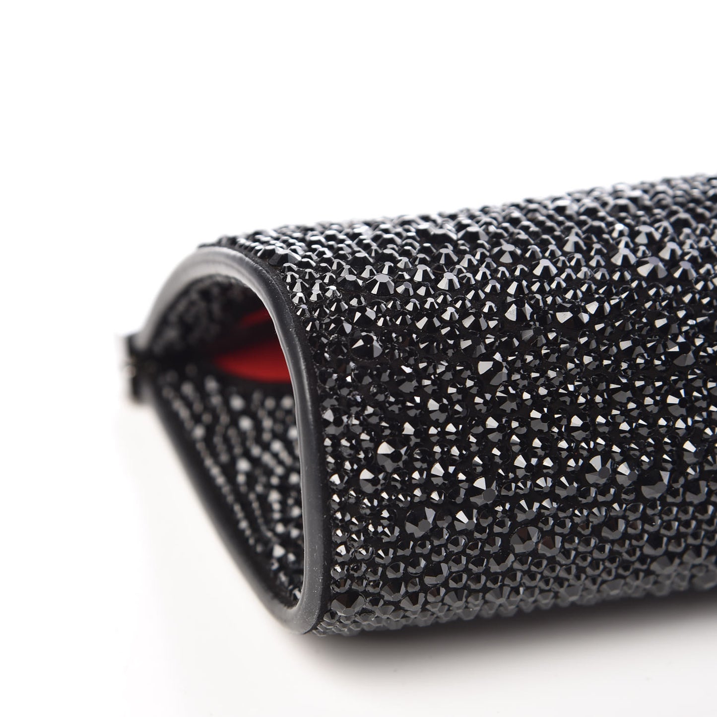 Suede Crystal Strass Small Palmette Clutch Black
