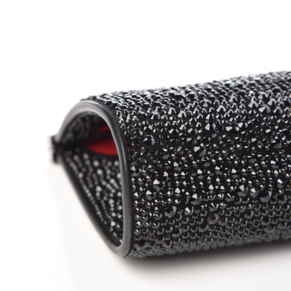 Christian Louboutin Suede Crystal Strass Small Palmette Clutch Black 7 of 8