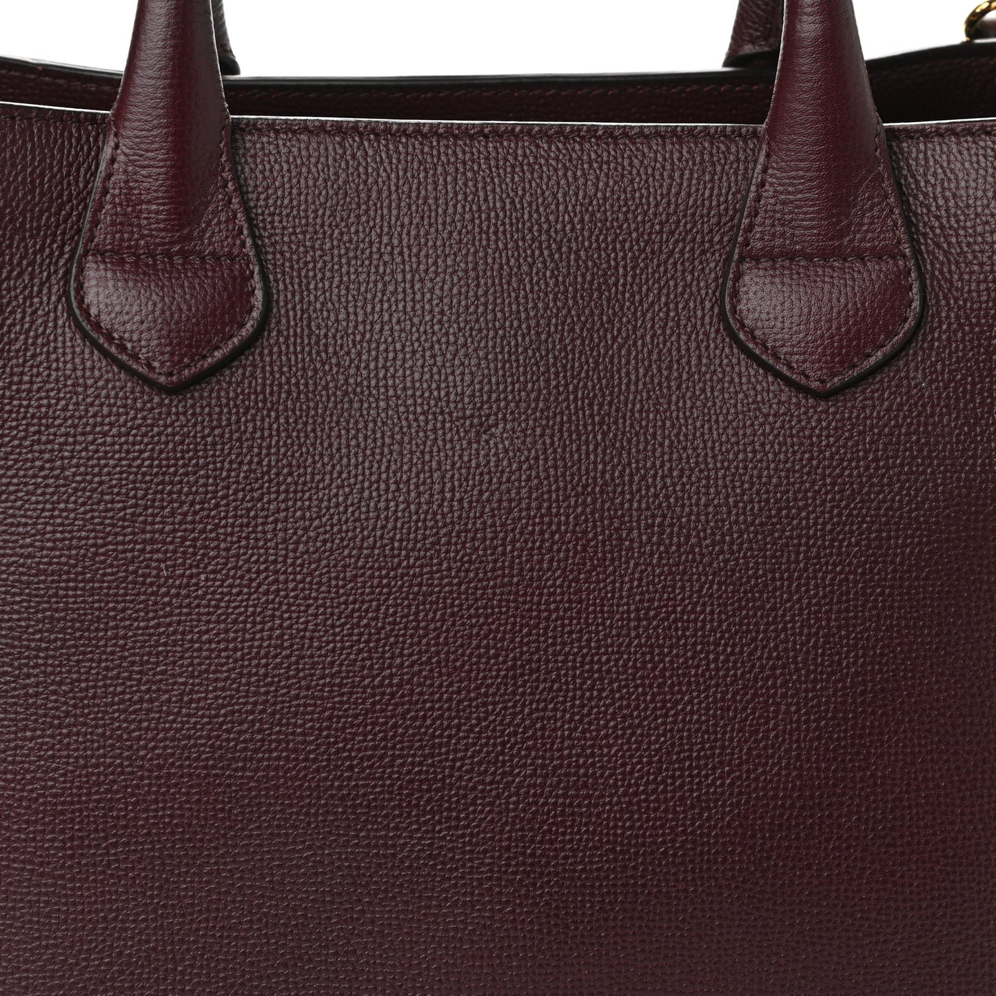 Grainy Calfskin House Check Medium Banner Tote Mahogany Red