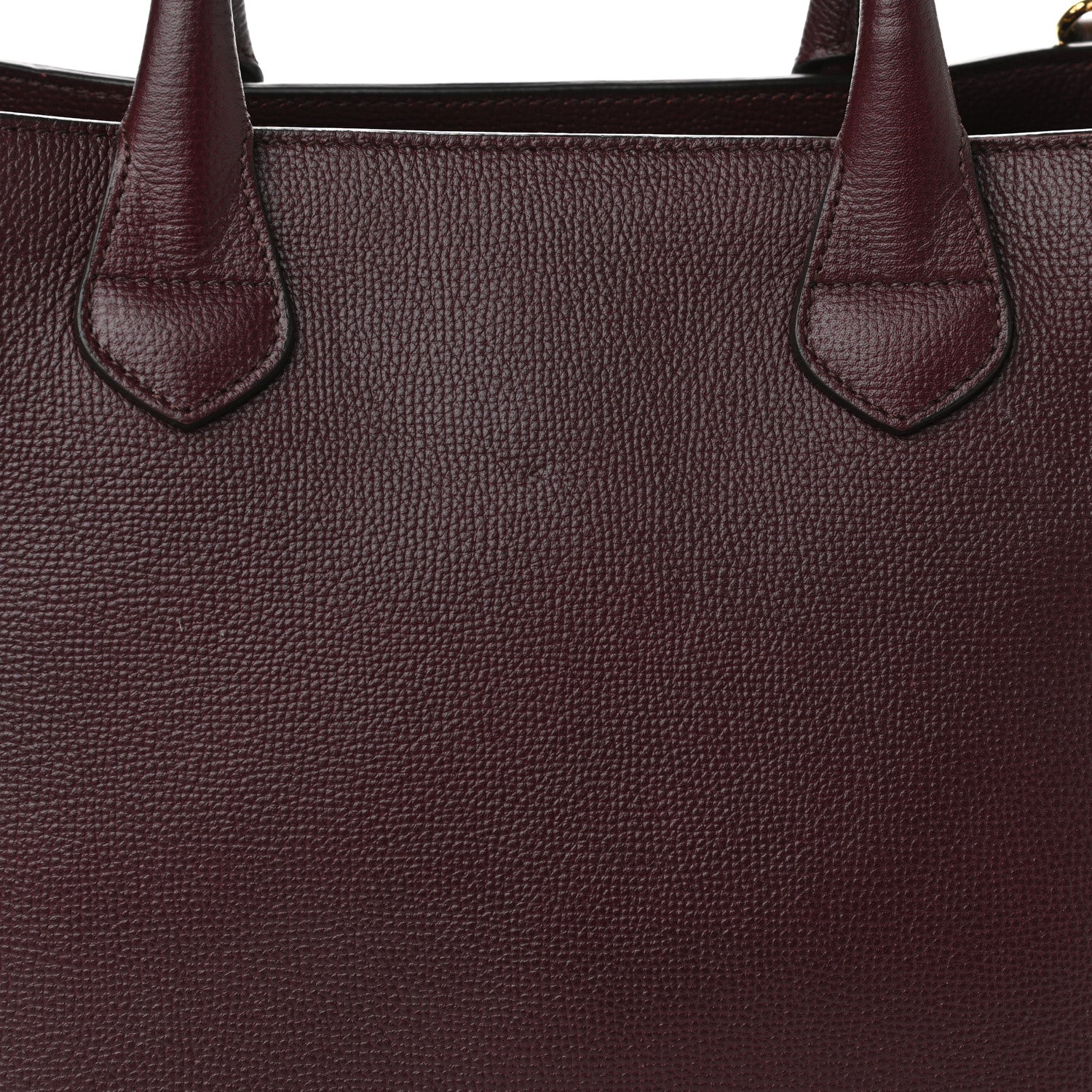 Burberry Grainy Calfskin House Check Medium Banner Tote Mahogany Red 9 of 12