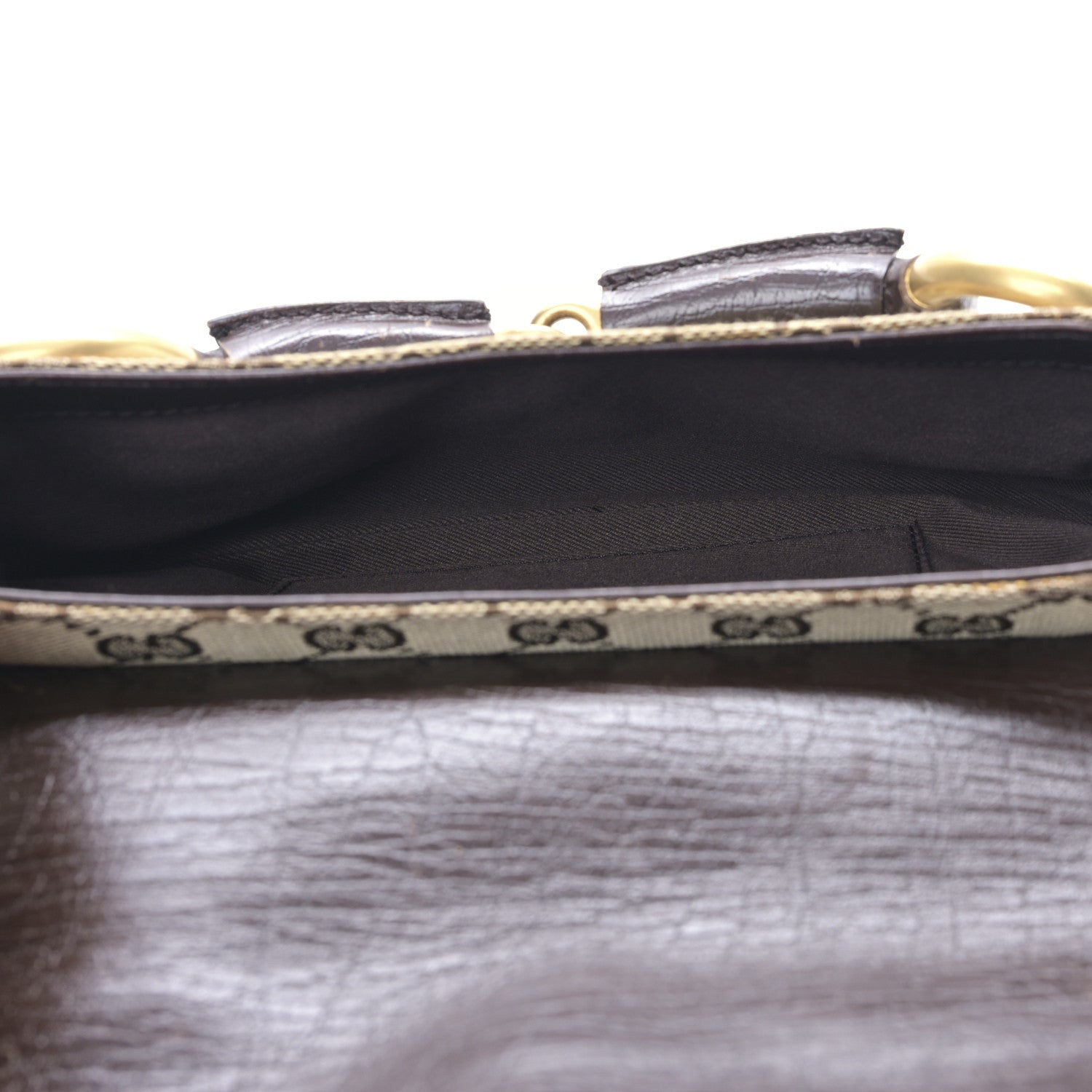 Gucci Monogram Horsebit Clutch Dark Brown 5 of 9