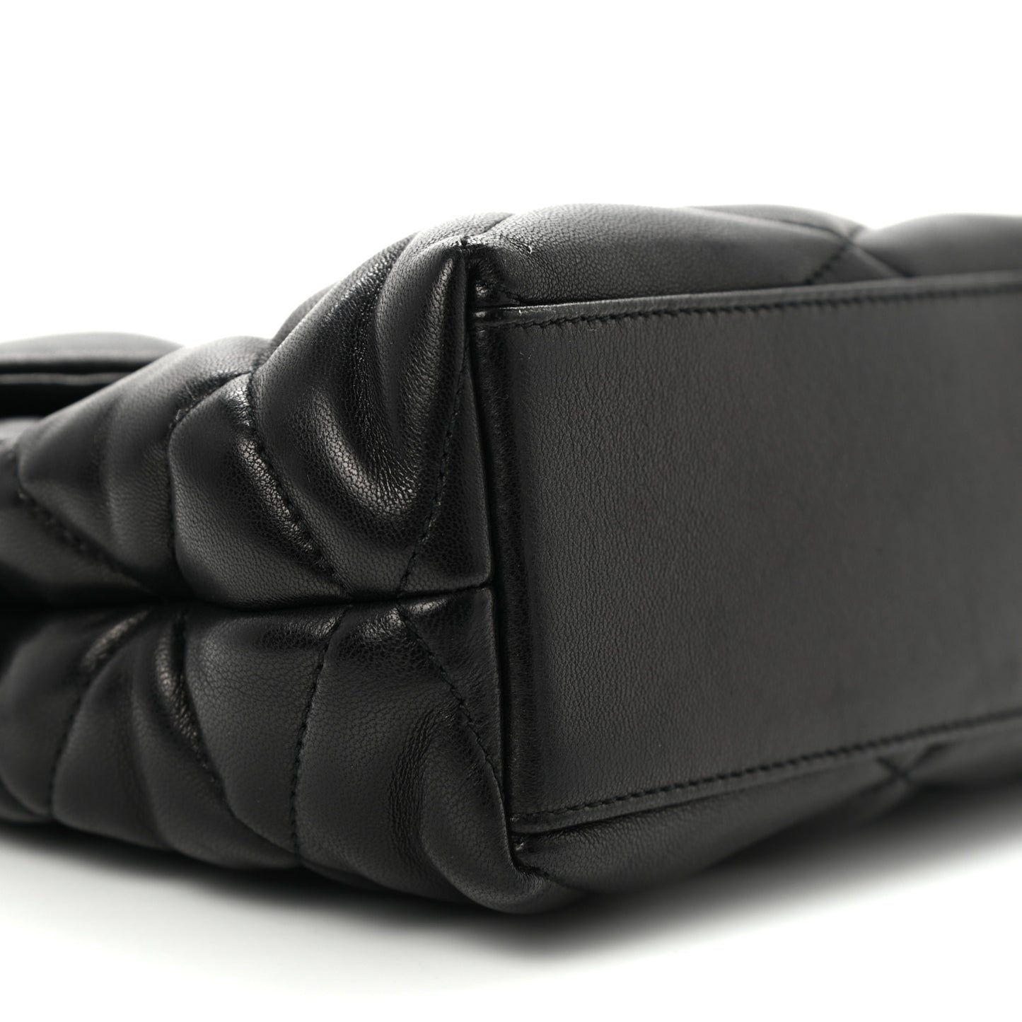 Lambskin Quilted Sade Puffer Envelope Clutch Black