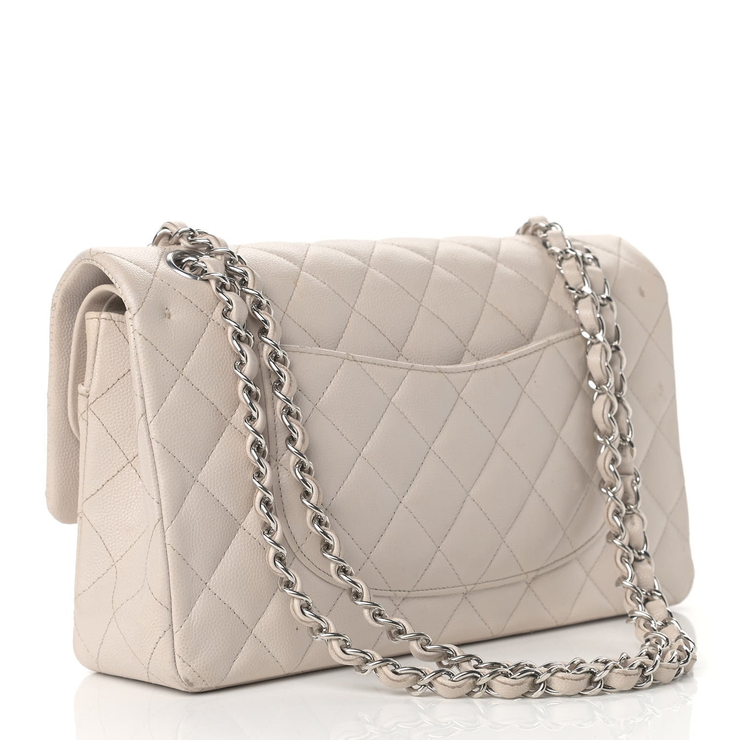 Caviar Quilted Medium Double Flap Ivory
