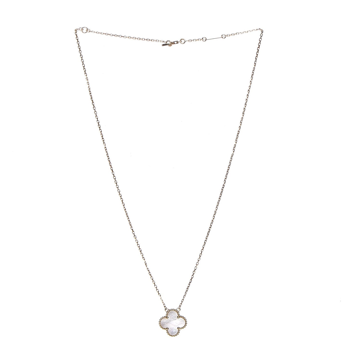 18K Yellow Gold Mother of Pearl Vintage Alhambra Pendant Necklace