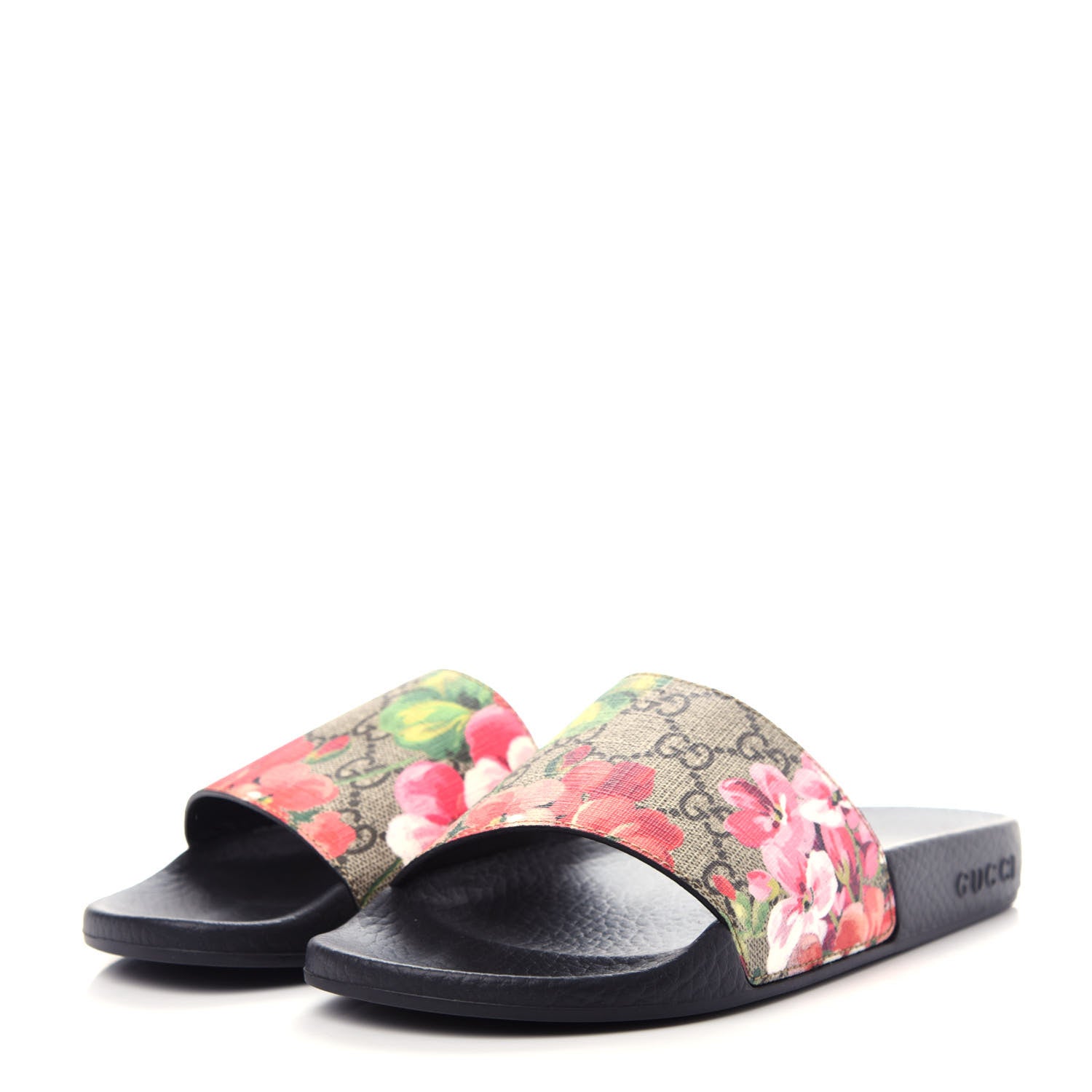 Gucci GG Supreme Monogram Blooms Slide Sandals 36 Beige Multicolor 3 of 10