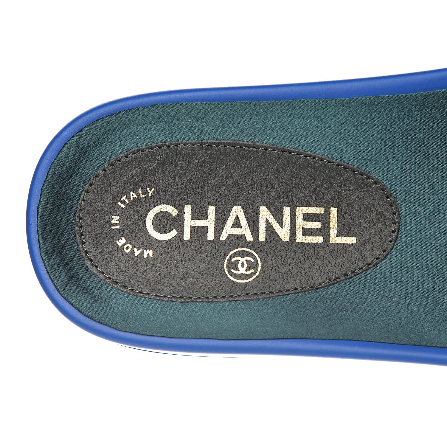 Chanel Satin Chain Flat Sandals 36 Bright Blue 6 of 11