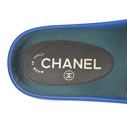 Chanel Satin Chain Flat Sandals 36 Bright Blue 6 of 11