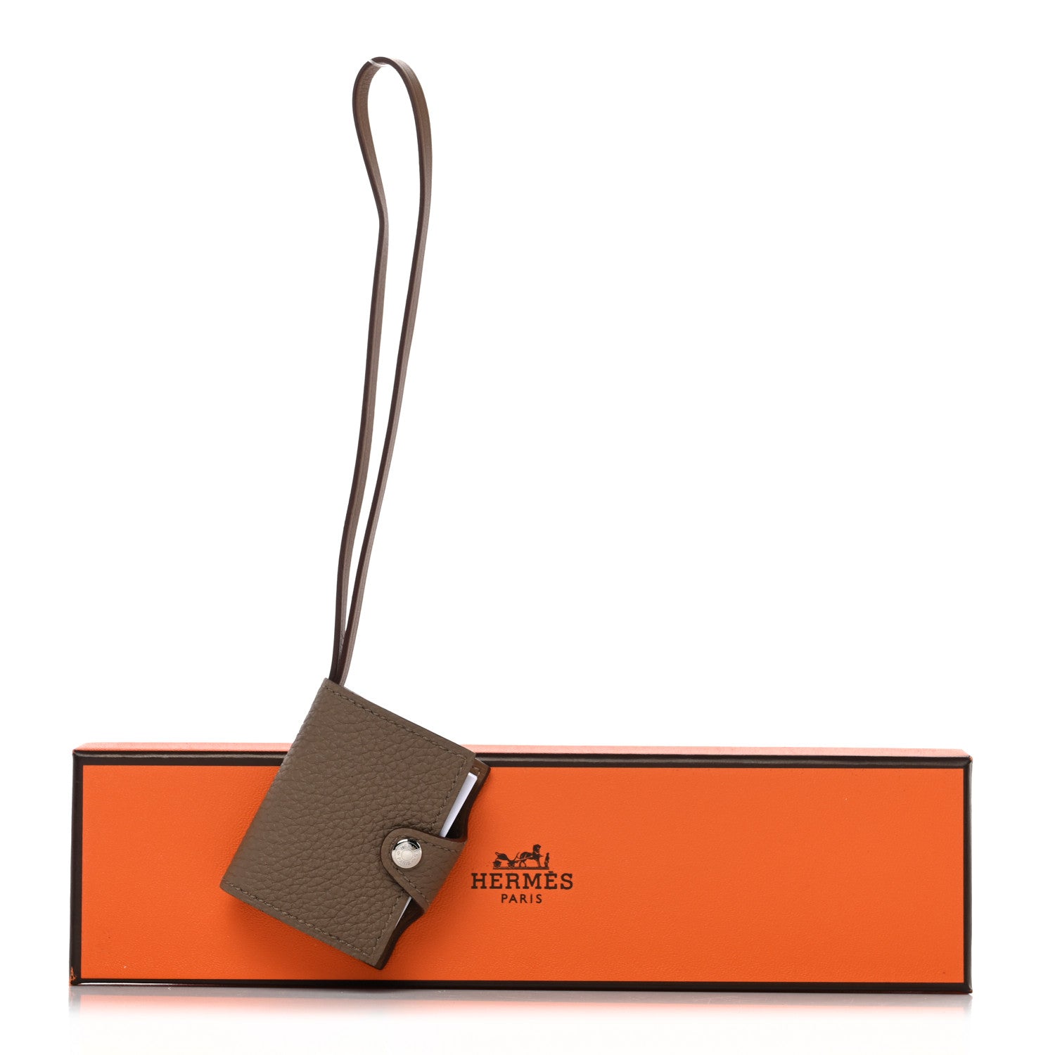 Hermes Togo Swift Verso Ulysse Nano Bag Charm Etoupe Alezan 5 of 5