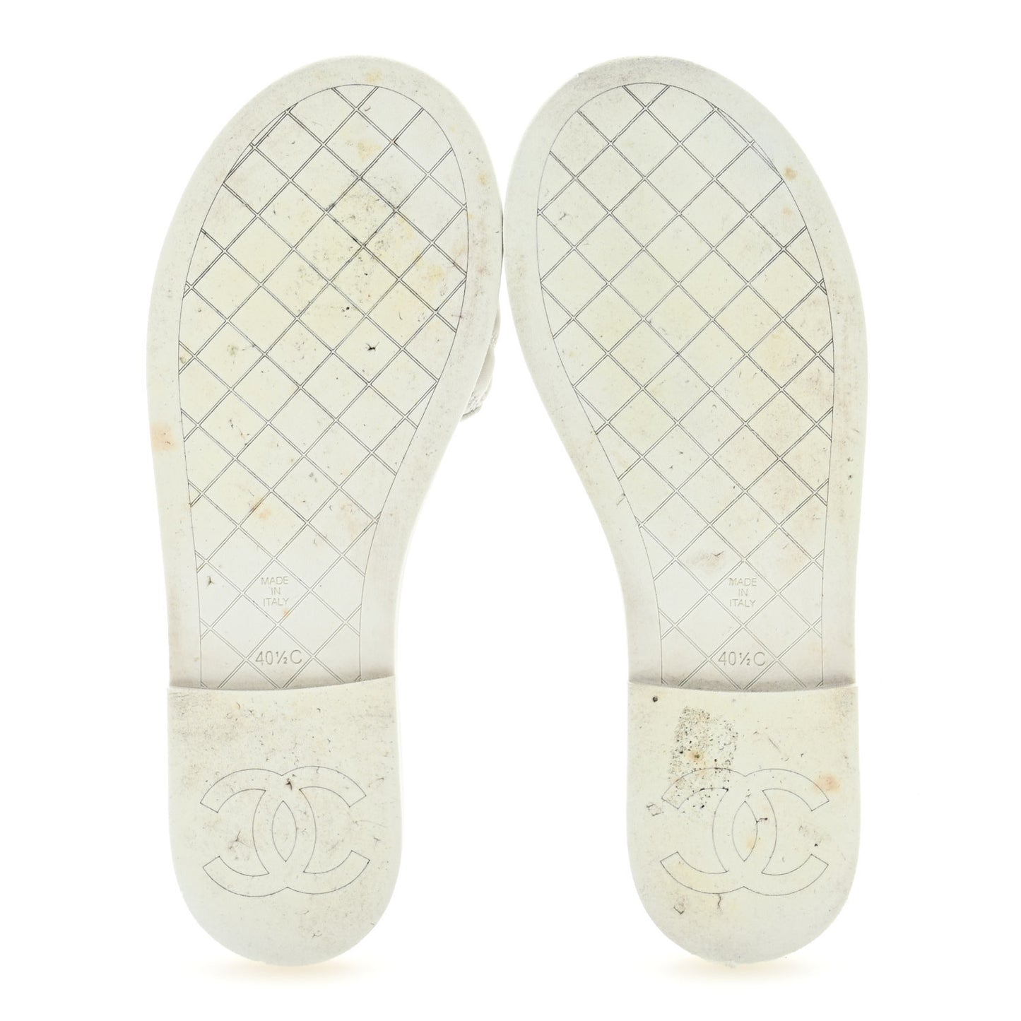 Lambskin Quilted Textured CC Mules Sandals 40.5 White