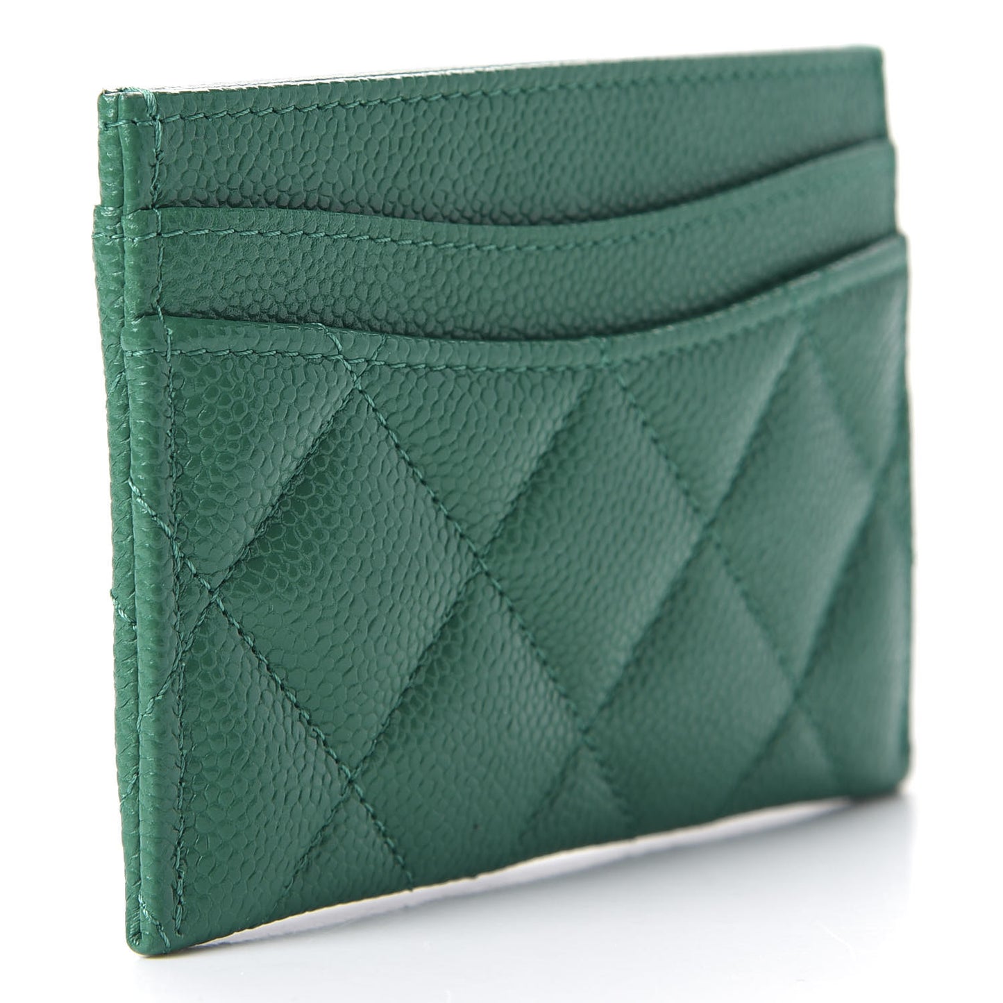 Caviar Quilted Card Holder Green