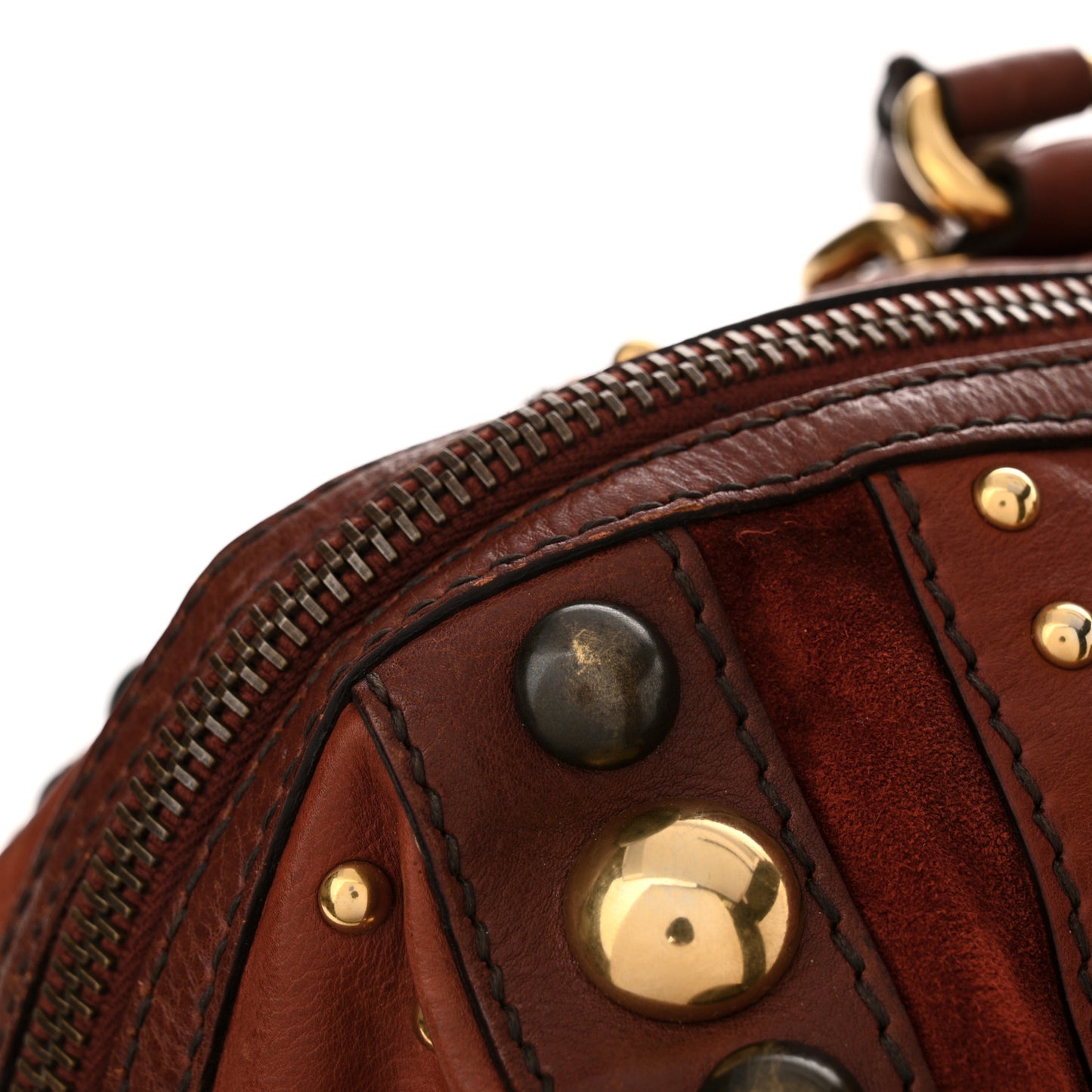 Calfskin Large Babouska Studded Boston Red