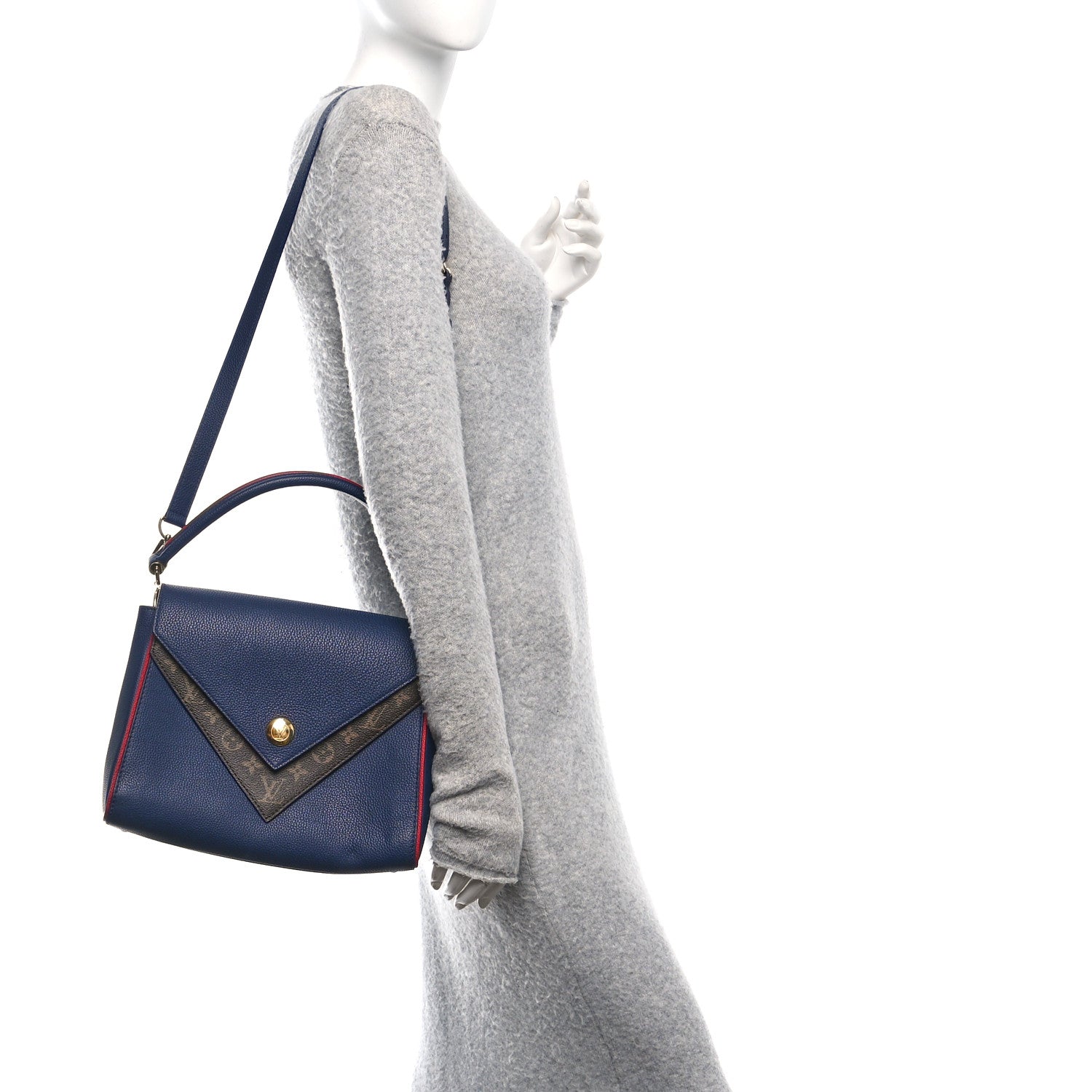 Louis Vuitton Grained Calfskin Monogram Double V Blue Marine 3 of 10