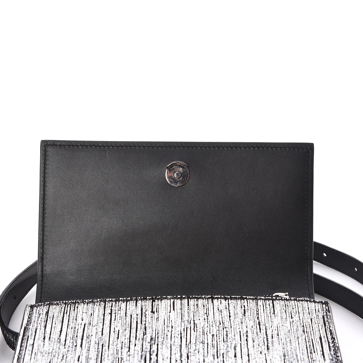 Saint Laurent Metallic Lambskin Lame Monogram Kate Belt Bag Black Platine 6 of 8