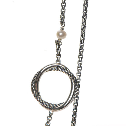 David Yurman Sterling Silver Pearl Infinity Station Chain Necklace 4 of 6
