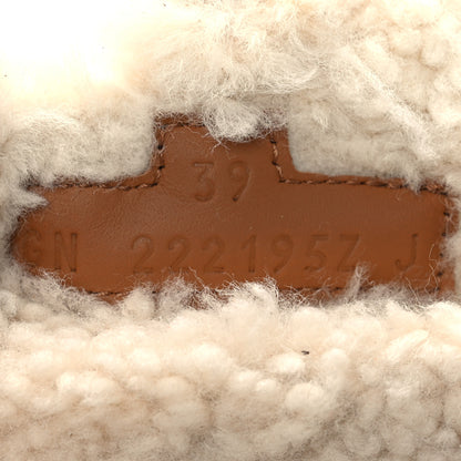 Hermes Suede Goatskin Woolskin Womens Chypre Sandals 39 Brun Fume Ecru 8 of 9