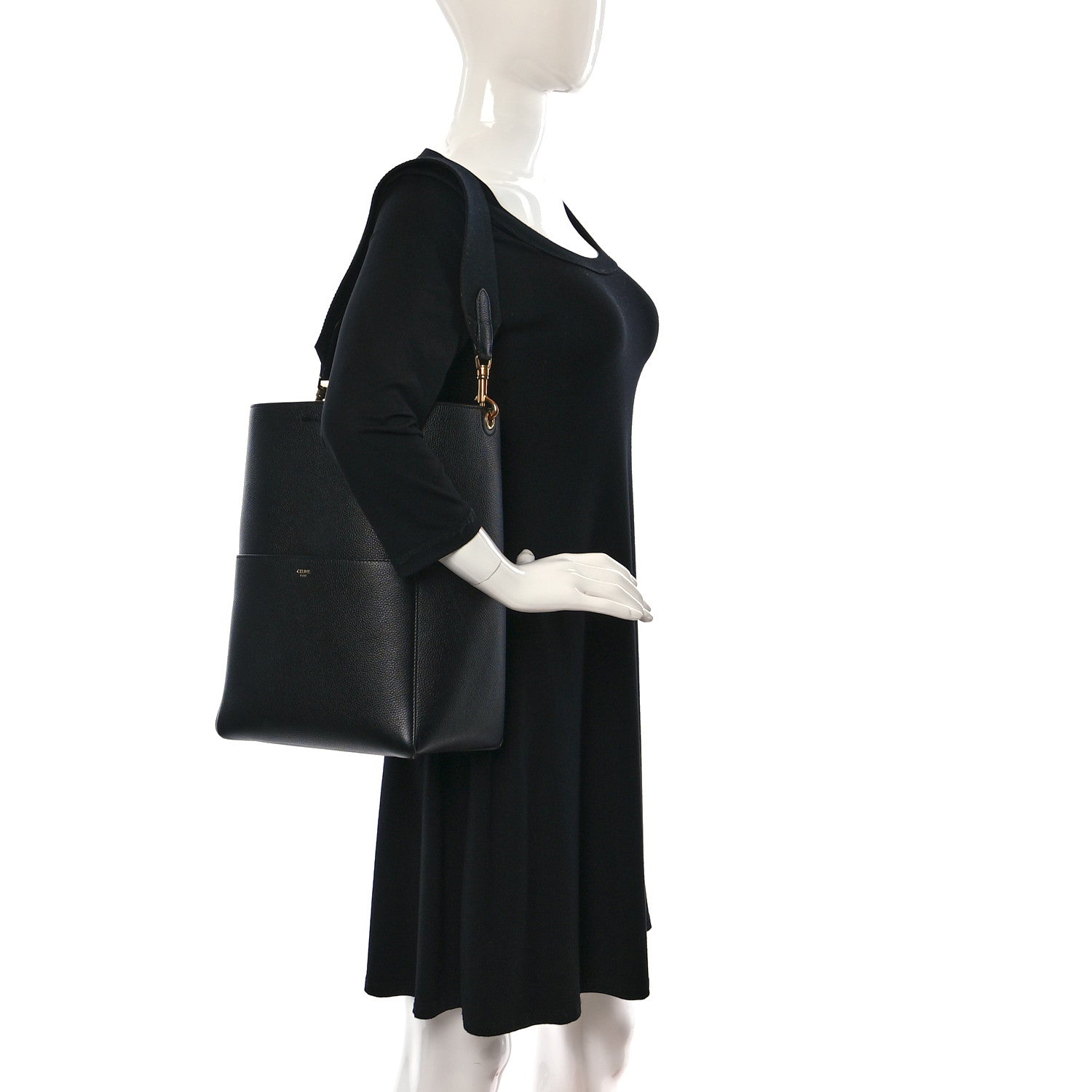 Celine Soft Grained Calfskin Sangle Bucket Bag Black 2 of 13