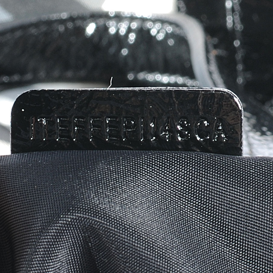 Patent Trim Smoked Check Tote Black