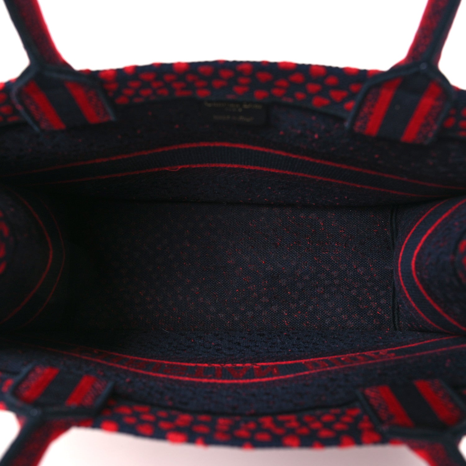 Christian Dior Canvas Embroidered Pop Heart I Love Paris Medium Book Tote Red Multicolor 5 of 9