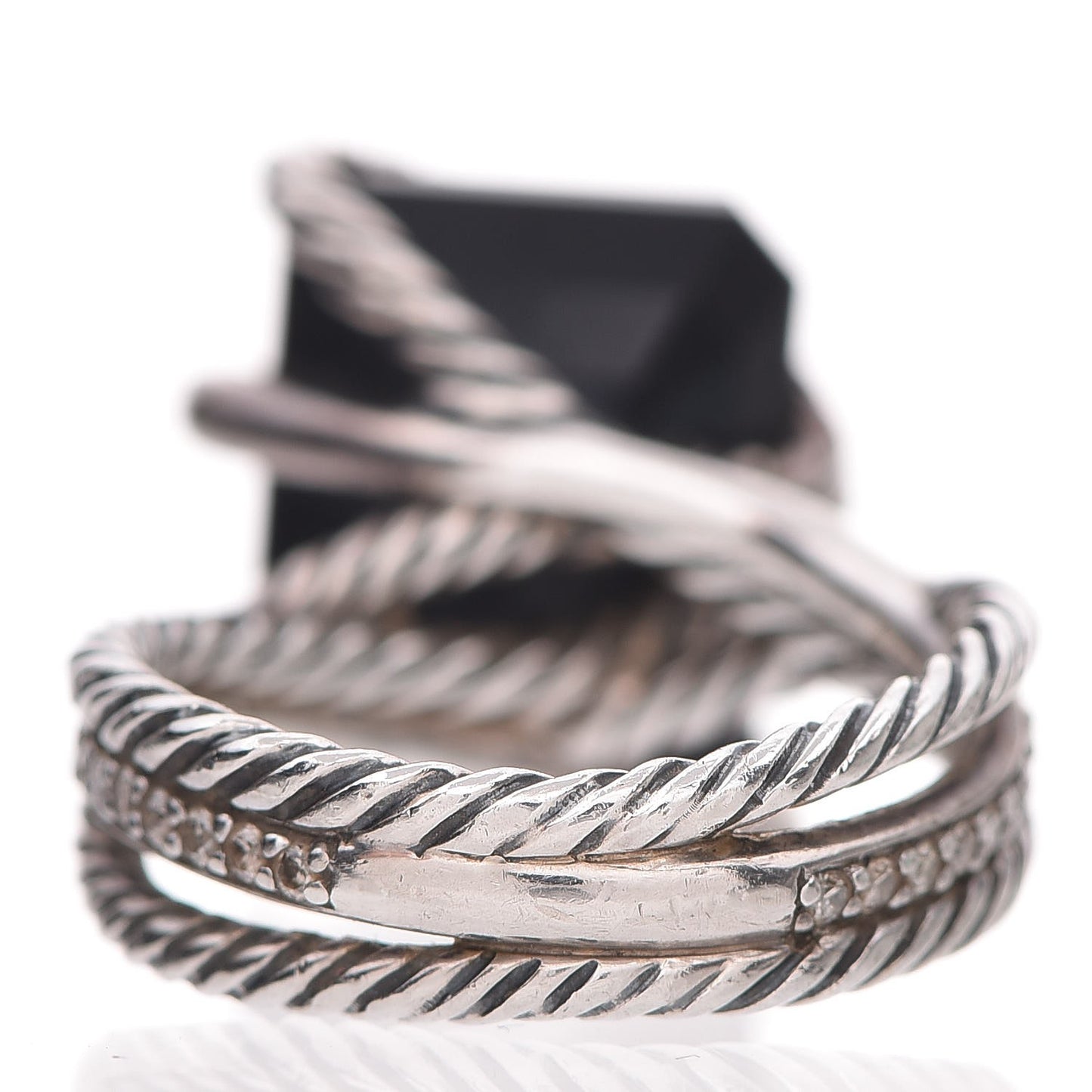 Sterling Silver Diamond Black Onyx 15mm Cable Wrap Ring 52 6