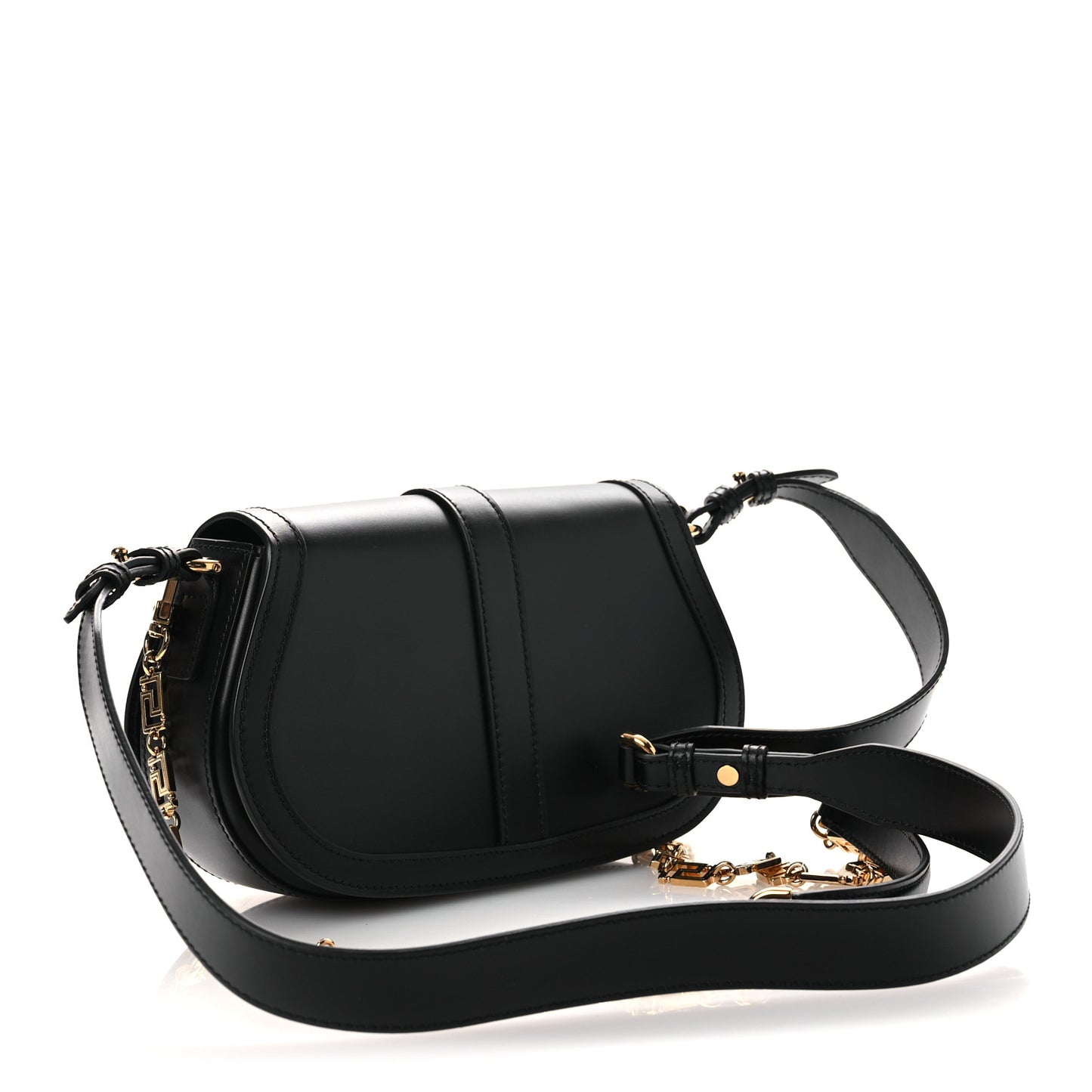 Calfskin Medium Greca Goddess Shoulder Bag Black