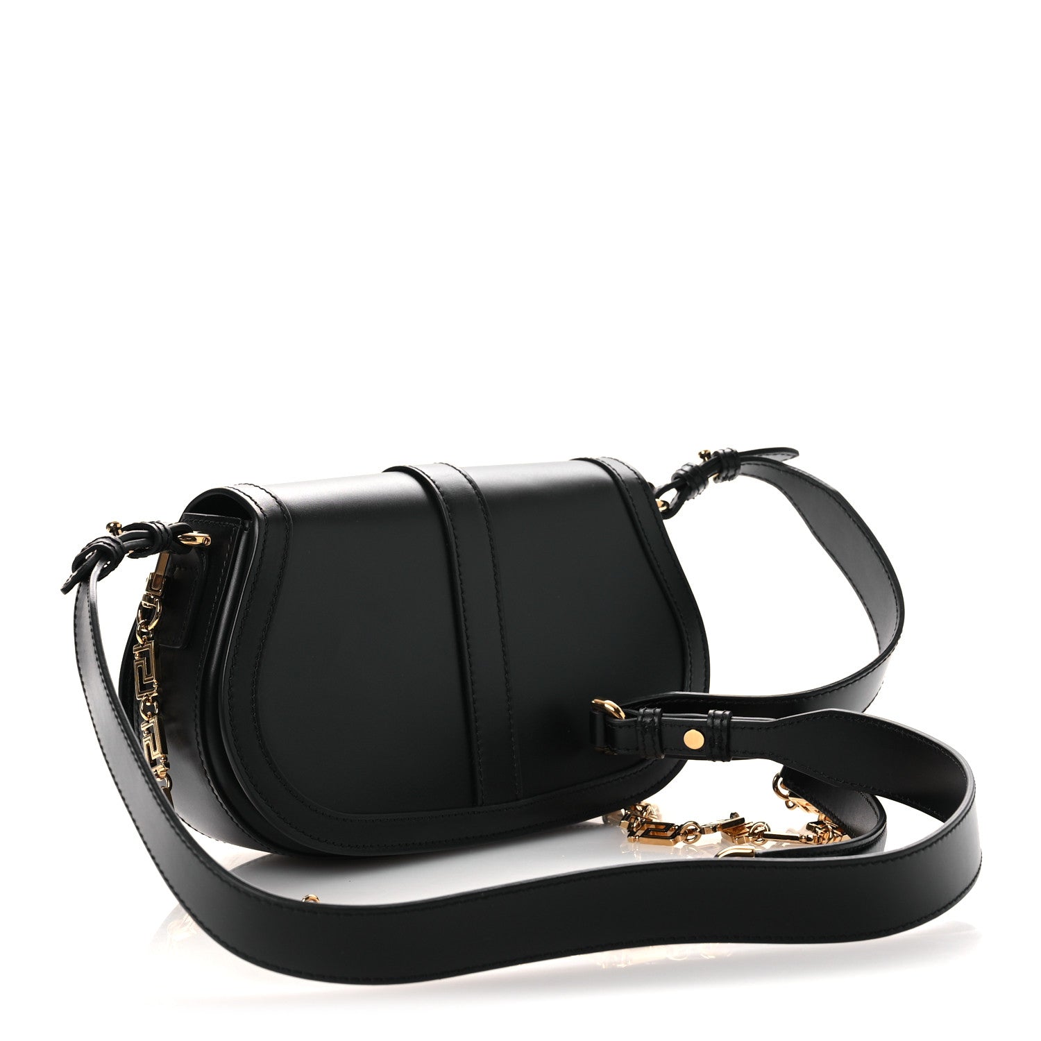 Versace Calfskin Medium Greca Goddess Shoulder Bag Black 3 of 10
