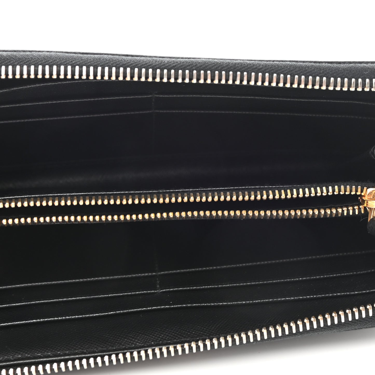 Saffiano Metal Zip Around Wallet Black
