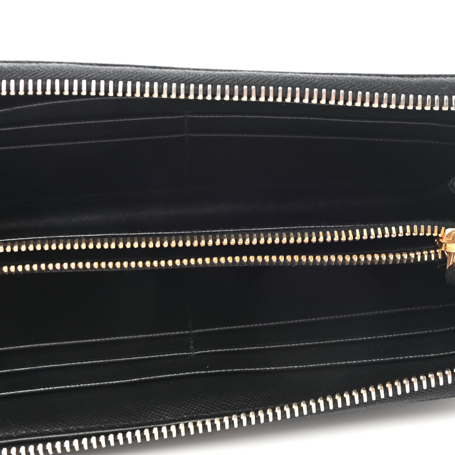 Prada Saffiano Metal Zip Around Wallet Black 5 of 10